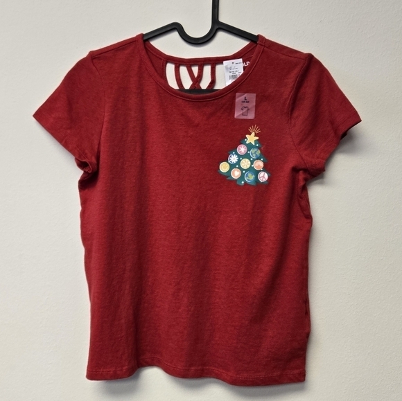 Old Navy Christmas Tree t-shirt Red L (10 - 12) - Picture 1 of 8